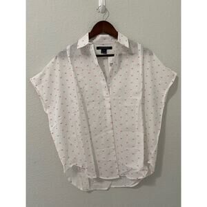 French Connection Oversized Sheer Blouse XS–M/L White Pink Gauze Boxy Top